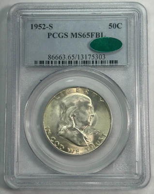 1952 S Franklin Half Dollar PCGS MS65FBL Full Bell Lines CAC - Image 1 of 4