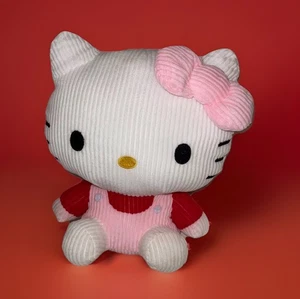 Seltener Cord Hello Kitty Plüsch rosa Overall rotes Shirt rosa Schleife neu mit Etikett 10 Zoll - Bild 1 von 9