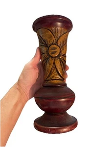 Handgeschnitzte Holz Vintage Volkskunst Blumenvase Figur Statue - Bild 1 von 7