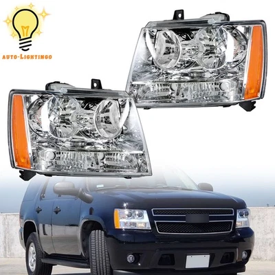 Faróis para 2007-2014 Chevy Avalanche/Suburban/Tahoe âmbar canto esquerdo+direito - Imagem 1 de 4