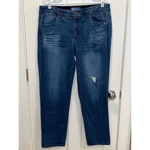 Pantalones de mezclilla para mujer Democracy Ab'Solution azul 18W desgastados calce relajado - Imagen 1 de 4