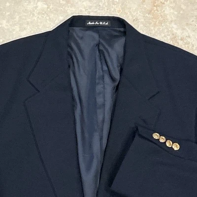 Pierre Cardin Blazer Men 50R Navy Blue Wool Gold 2 Button Sports Coat Jacket USA - Image 1 of 4