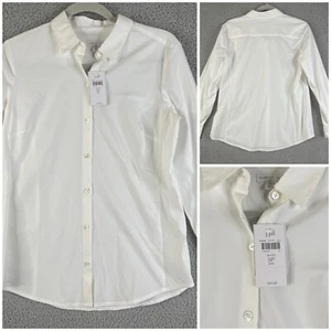 NWT J Jill Essential Shirt Women SP Button Up White Long Sleeve Stretch Blouse - Picture 1 of 13