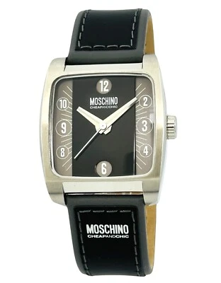 MOSCHINO Unisex MW0006  - I FEEL DANDY Black & Gray Dial and Leather Strap WATCH — 第 1/4 张图片