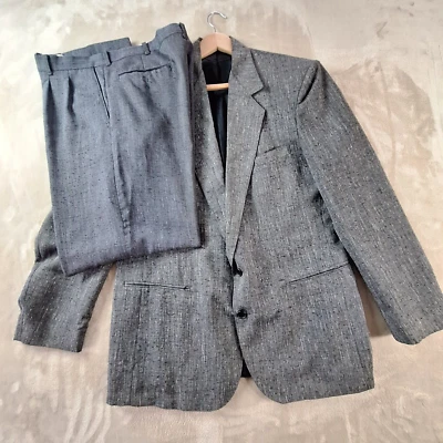 Traje Exchange Edition para hombre 42R 34W gris cambray tweed pecho único Foto 1 de 4