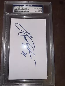WALTER PAYTON AUTOGRAPHED SIGNED 3X5 INDEX CARD CHICAGO BEARS PSA/DNA Encased - Picture 1 of 2