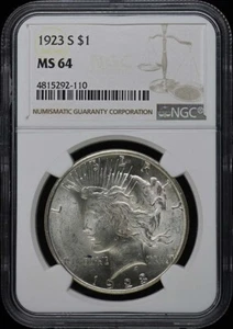 1923-S Peace Dollar S$1 NGC MS64 - Picture 1 of 2