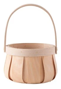 Vintiquewise Small Round Natural Woodchip Wooden Decorative Storage Basket wi... - Picture 1 of 6