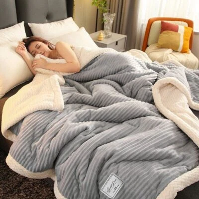 Winter Warm Thicken Flannel Blanket Fluffy Fleece Throw Blanket Soft Comfortable - Image 1 of 4