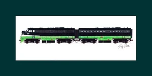 Northern Pacific F9A&B 10"x17" Druck in 10"x20" Passepartout Andy Fletcher signiert - Bild 1 von 1