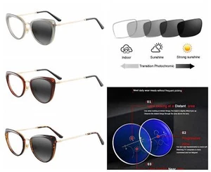 Near Far Multifocal Progressive Women Acetate 3in One Photochromic Reading Glass - Picture 1 of 21