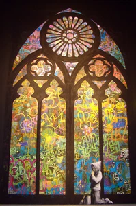 Banksy, Boy Praying, Graffiti Art, Giclee Canvas Print, 10.5"x16" - Picture 1 of 1