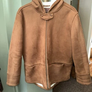 VTG Ralph Lauren Faux Brown SuedeSherpa Lined Coat XL Rancher Western Hooded - Picture 1 of 6