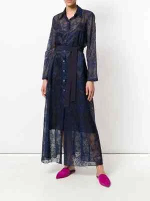 Vestido Mantu Hecho en Italia Transparente Azul Negro Manga Larga Diseñador de Lujo Foto 1 de 4