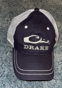 New Drake Waterfowl Mesh Back Logo Hat Navy Blue - Picture 1 of 2