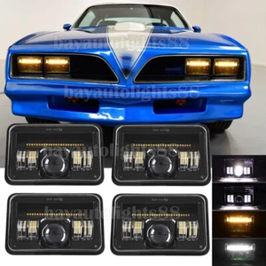 4pcs Fit 1977-1981 Pontiac Firebird Trans AM 4x6" LED Headlights Hi/Lo Beam DRL - Bild 1 von 10