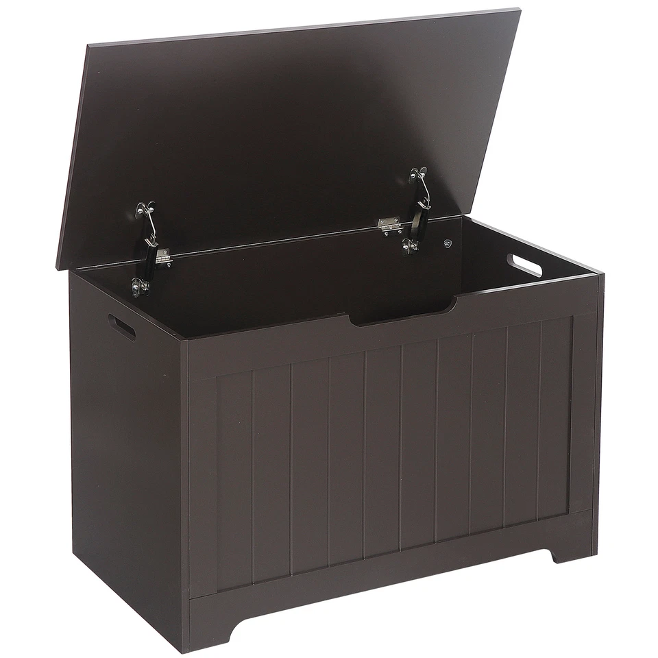 Caja de juguetes de madera entrada almacenamiento cofre banco con 2 bisagras de seguridad ocultar calcetines Foto 1 de 1