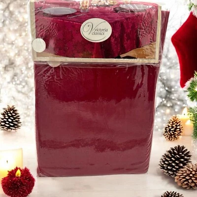 Victoria Classics 60” X 120” Oblong Solid Poinsettia Tablecloth NOS - Image 1 of 4