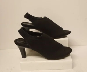 Aerosoles "Paratrooper" Slingback Black Denim Peep Toe Sandal Women Size US 6.5M - Picture 1 of 11