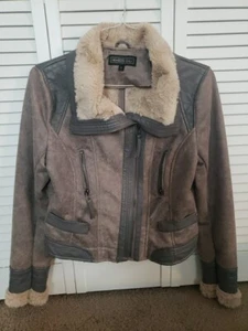 Fliegerjacke "Members Only" mit Kunstfell gefüttert hellgrau - Bild 1 von 6