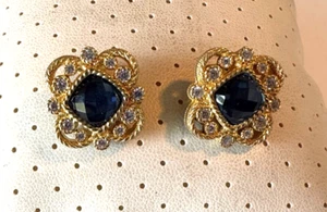 Judith Ripka Ohrringe Silber Gold plattiert Blau Doublet - Bild 1 von 5