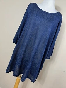 Camisa Top Pure J Jill XL Azul Negra Tejida Ligera De Gran Tamaño Manga Corta P2 - Imagen 1 de 6