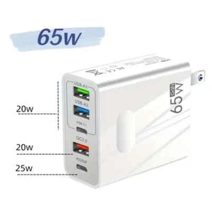 65w PD Fast Charger Adapter Plug UK 3 USB and 2 Type C For Mobile Phone - Picture 1 of 9