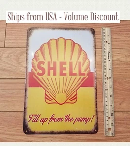 Retro Shell Sign Metal Shell Gas Station Sign Tin Shell Sign Shell Garage Shop - Picture 1 of 5