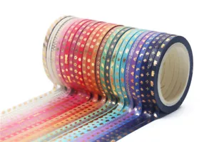 24/48 Rolls Washi Tape Set DIY Scrapbooking Paper Adhesive Craft Rainbow Gold - Picture 1 of 8