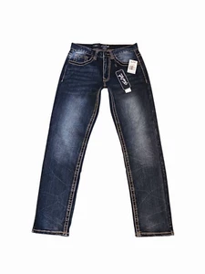 Jeans uomo dritto True Luck taglia 30x32 ricamato lavaggio medio denim blu - Foto 1 di 9