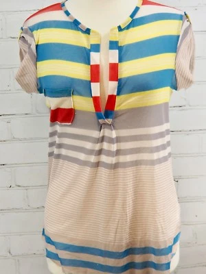 WESTON WEAR Anthropologie Blusa Transparente Camiseta Top - Manga Corta Rayas Talla S Foto 1 de 4