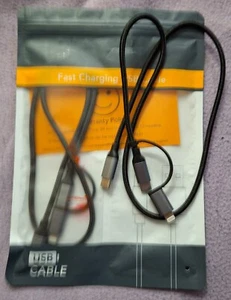 (2) USB-C to USB C Type-C Fast Charging Data SYNC Charger Cable Cord 2 feet NEW - Picture 1 of 1