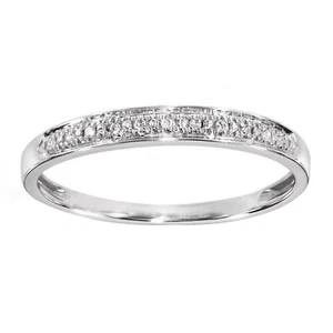 Matrimonio Anniversario Fedina 14k Bianco Placcata Oro Diamanti Finti - Foto 1 di 14