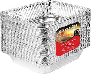 Aluminium Pfannen 9x13 Einwegfolie (30 Stück) - Halbe Größe Dampftisch Tiefe Pfannen - - Bild 1 von 11