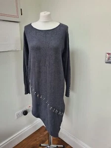 STAR By Julien Macdonald Asymmetric Dress Size 12/14 Grey Stretchy Soft Viscose - Picture 1 of 8