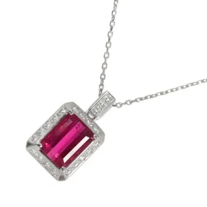 TASAKI Tourmaline 1.78ct Diamond 0.16ct Necklace 18K White Gold 750 90260070 - Picture 1 of 10