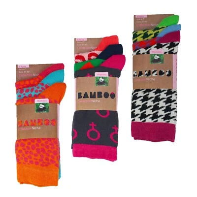 Pack de 3 pares de calcetines 100 % bambú para mujer multi patrón/estilo Foto 1 de 4