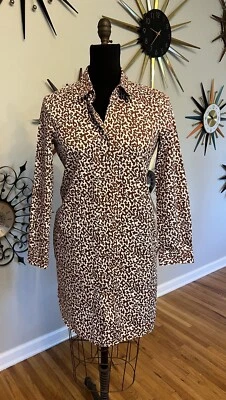 Диана фон Furstenberg 6 коричневый белая рубашка платье золотой кнопки хлопок без ремня - Изображение 1 из 4