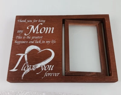 MARCO MAMÁ MADERA CON CUADRO GIRATORIO 4X6 GRACIAS POR SER MI MAMÁ Foto 1 de 4