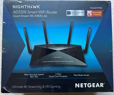 NETGEAR Nighthawk X10 AD7200 Mbps 7 Port Smart Wireless Router(R9000-100NAS) NIB - Image 1 of 4