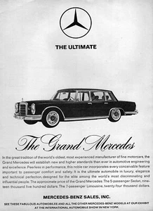 1965 Mercedes-Benz 600 Limousine "The Grand Mercedes" Original Print Ad - Picture 1 of 1