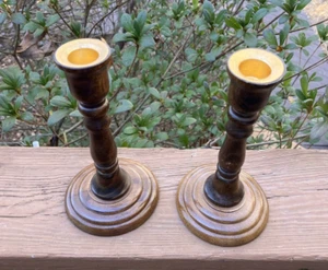 Juego de 2: Candelabros de madera/conos/buenos para manualidades o decoración del hogar - Imagen 1 de 3