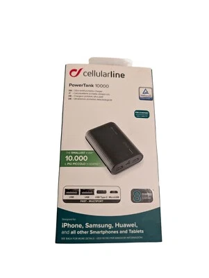 Cellularline Power Tank 10000. Ultra piccolo. 2x Usb. 1x Tipo C. 1x Micro USB  - Immagine 1 di 2