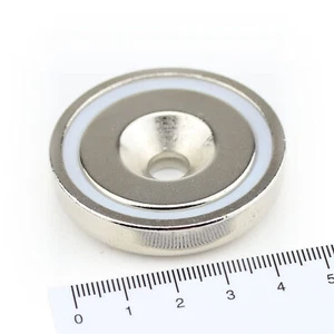 5 NEODYM FLACHGREIFER TOPFMAGNETE D48x11,5 MM BOHRUNG SENKUNG 87 KG SCHRAUBEN - Bild 1 von 4
