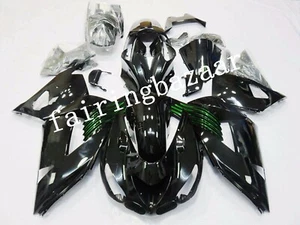 Kit de carenado por inyección ABS 2006-2011 ZX14 negro brillante verde acento - Imagen 1 de 7