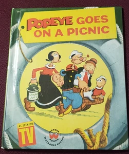 Popeye Goes on a Picnic Sailor Man Olive Oyl Wimpie Swee Pea 1958 Wonder Book - Picture 1 of 9