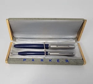 Pluma Estilográfica/Lápiz Vintage Parker "VS" Azul Real Conjunto Caja #255 EE. UU. - Imagen 1 de 17