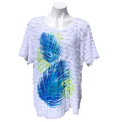 NUEVO CON ETIQUETAS Blusa Jaclyn Smith Blanco Volantes Plumas Talla 3X Foto 1 de 4