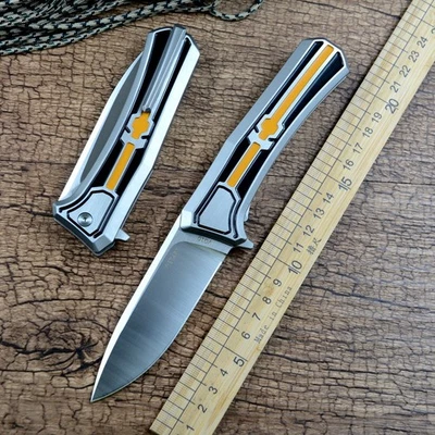 Y-START Folding Knife VG10 Plain Blade Color Titanium Handle without Screws - Image 1 of 4