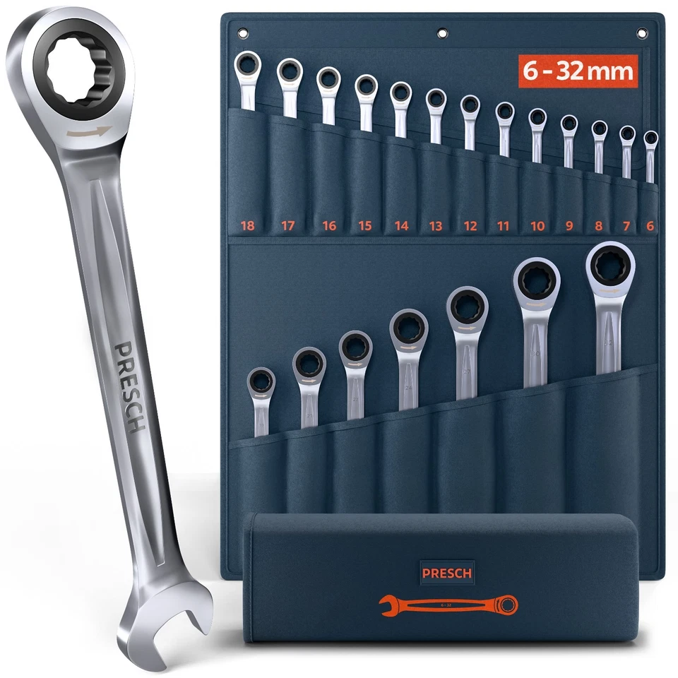 Presch Ratschenschlüssel Set 20tlg. inkl. Tasche - Ratschenschlüssel Set 6 - 32 - Bild 1 von 4
